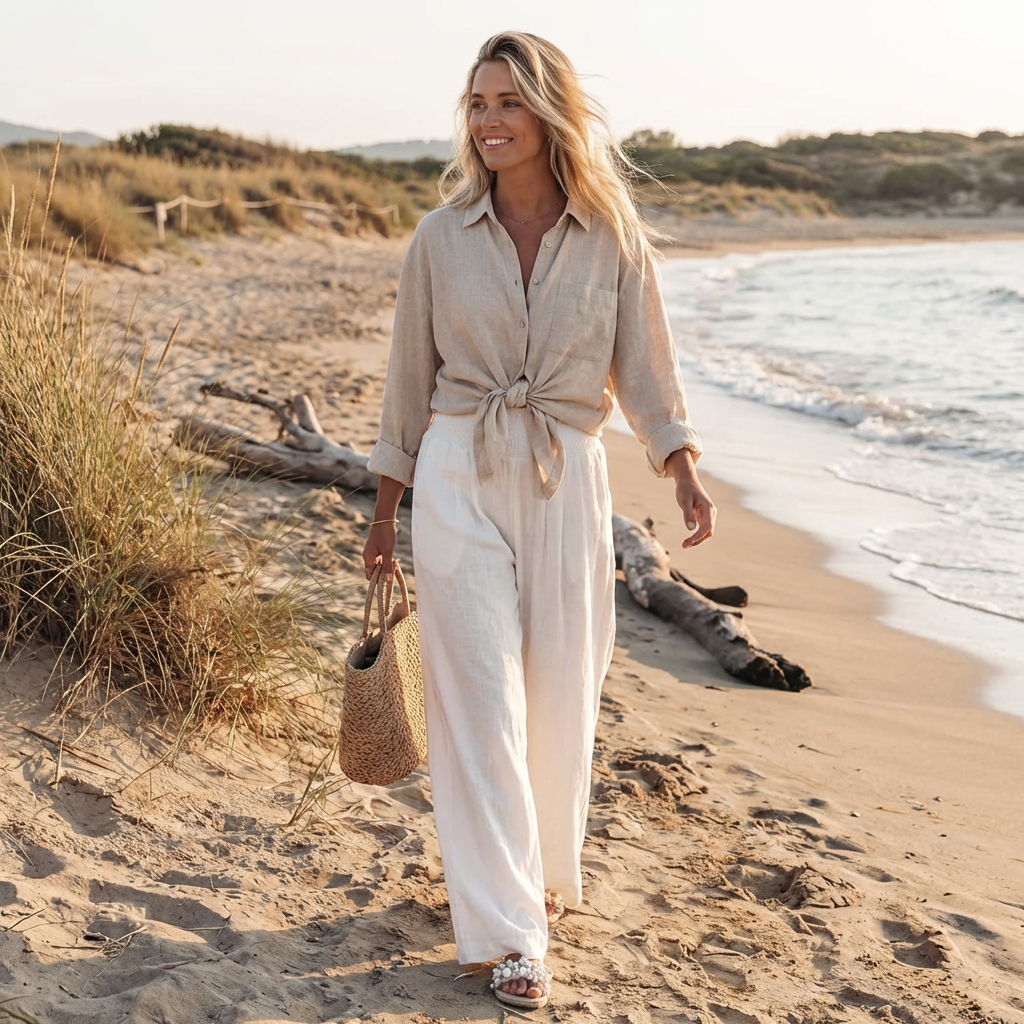 Sofia | Pantalón Palazzo Mujer Con Cintura Fruncida Y Pernera Ancha | Casual