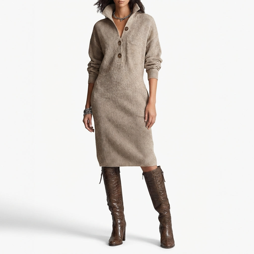 Sofía | Vestido Jersey con Botones Mujer