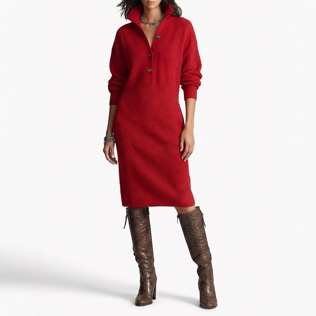 Sofía | Vestido Jersey con Botones Mujer