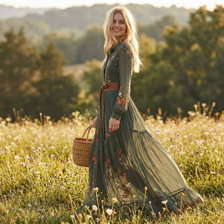 Soledad | Vestido Largo Bordado Bohemio Mujer