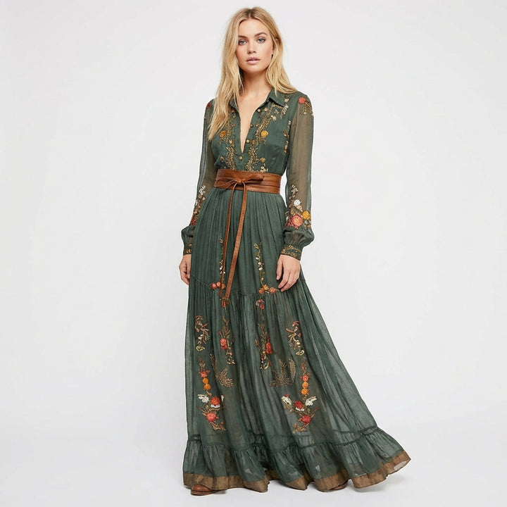 Soledad | Vestido Largo Bordado Bohemio Mujer