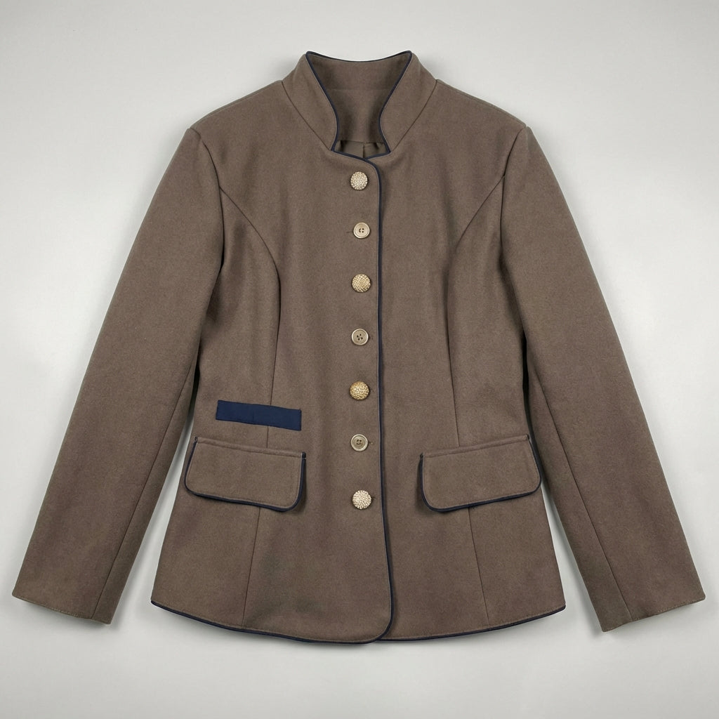 Chloe Wool Fitted Blazer | Stand-Up Collar Button Front Blazer
