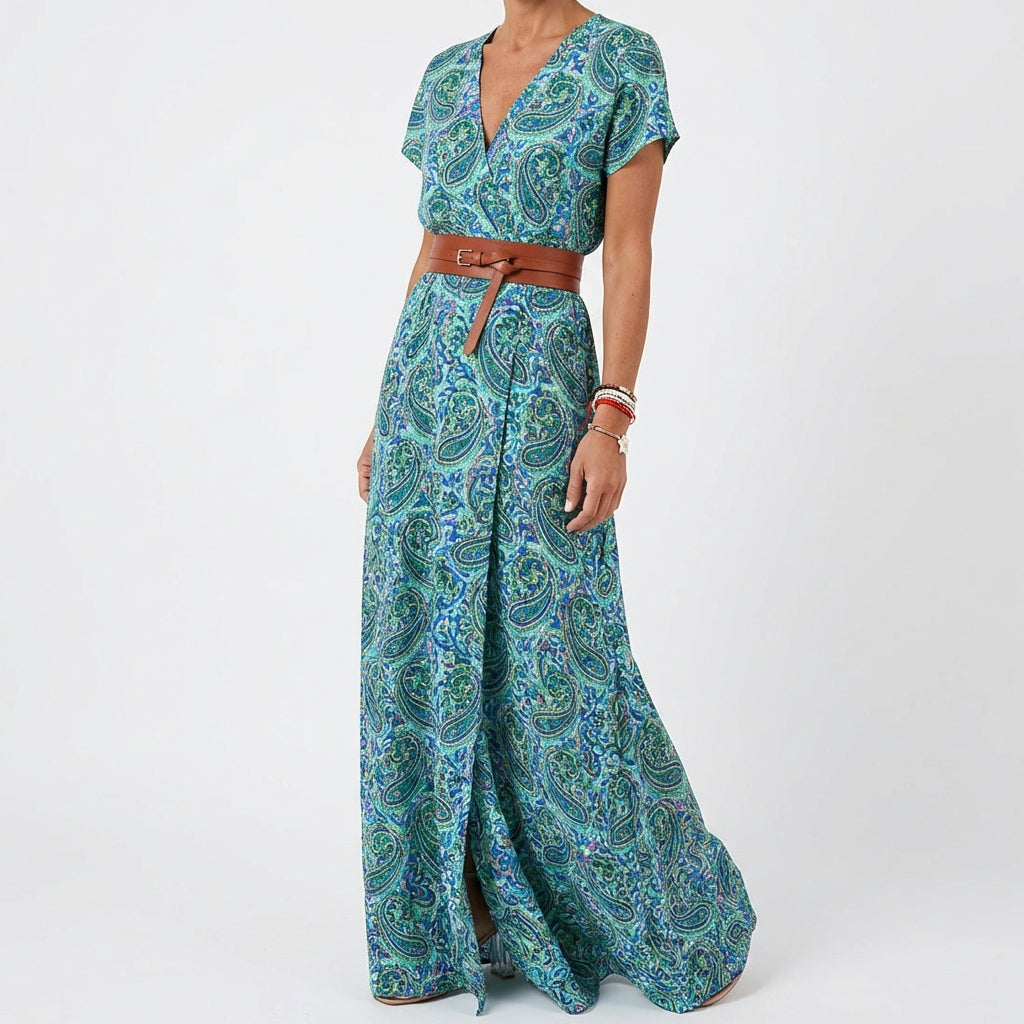 Valentina | Mujer Vestido Largo Estampado con Abertura
