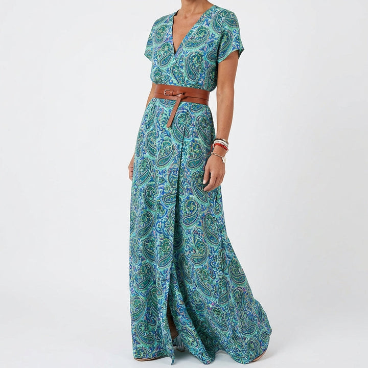Valentina | Mujer Vestido Largo Estampado con Abertura
