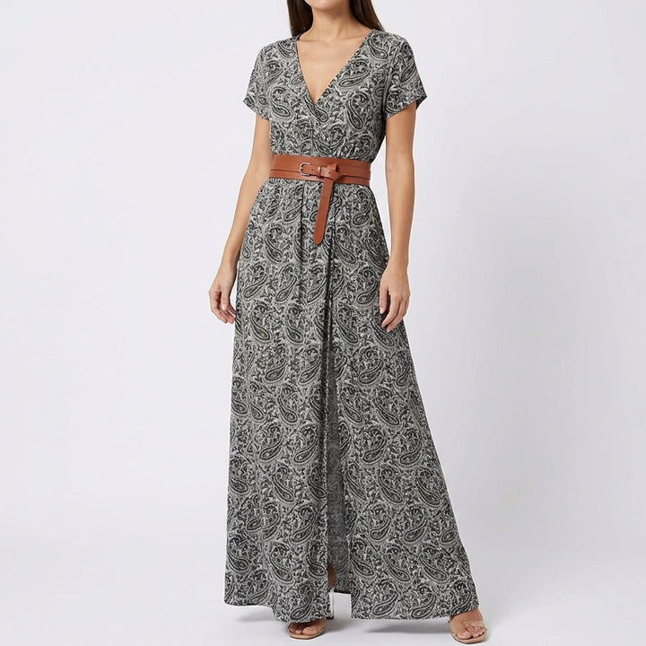 Valentina | Mujer Vestido Largo Estampado con Abertura