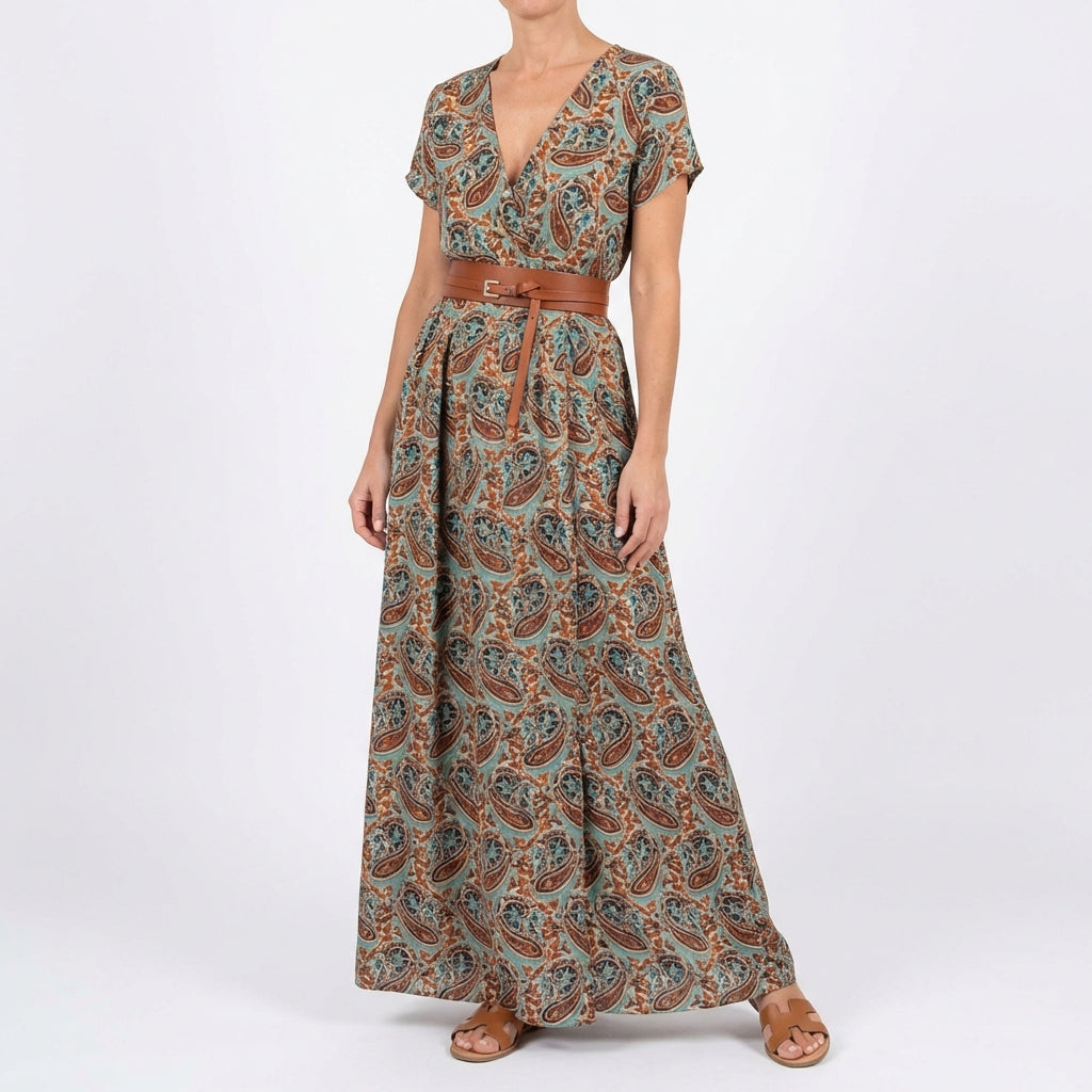 Valentina | Mujer Vestido Largo Estampado con Abertura
