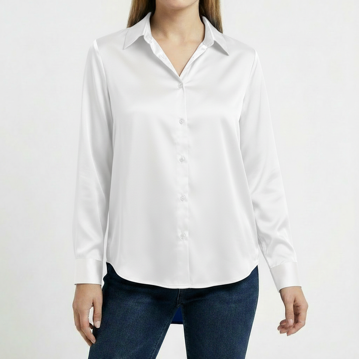 Valeria | Blusa Mujer Con Cuello Clásico Y Bajo Anudado | Elegante
