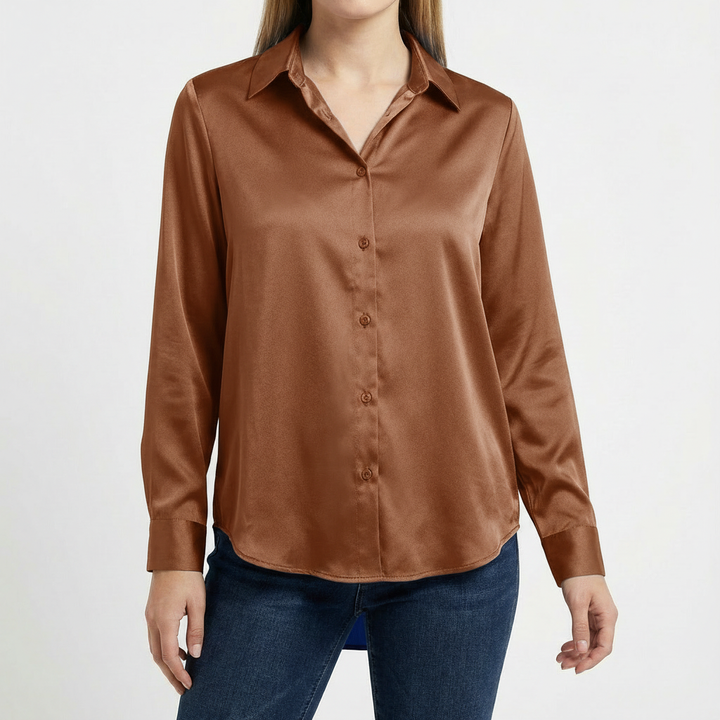 Valeria | Blusa Mujer Con Cuello Clásico Y Bajo Anudado | Elegante