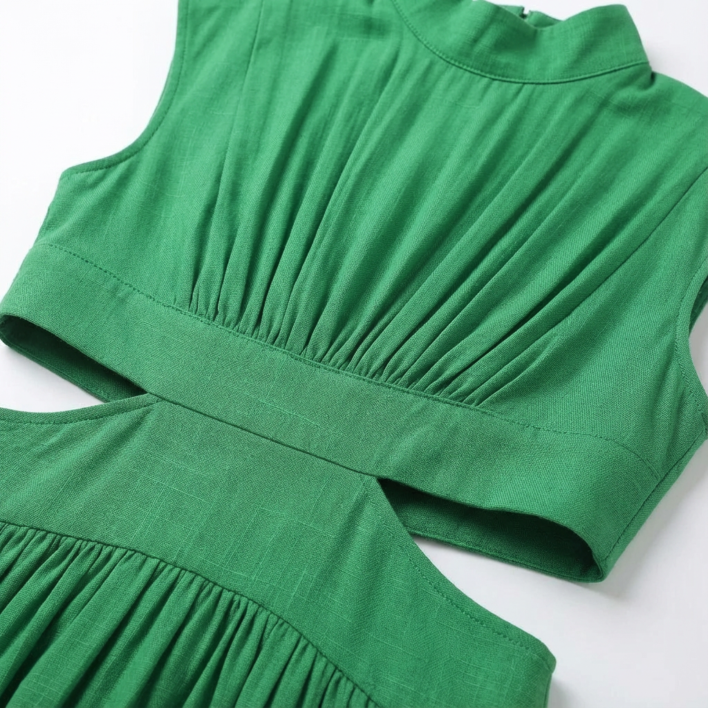 Valeria | Mujer Vestido Midi Con Aberturas Laterales Y Cuello Alto | Elegante