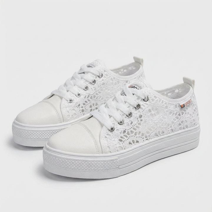 Valeria | Mujer Zapatillas Plataforma Con Apliques De Cristal Y Cordones | Glamuroso