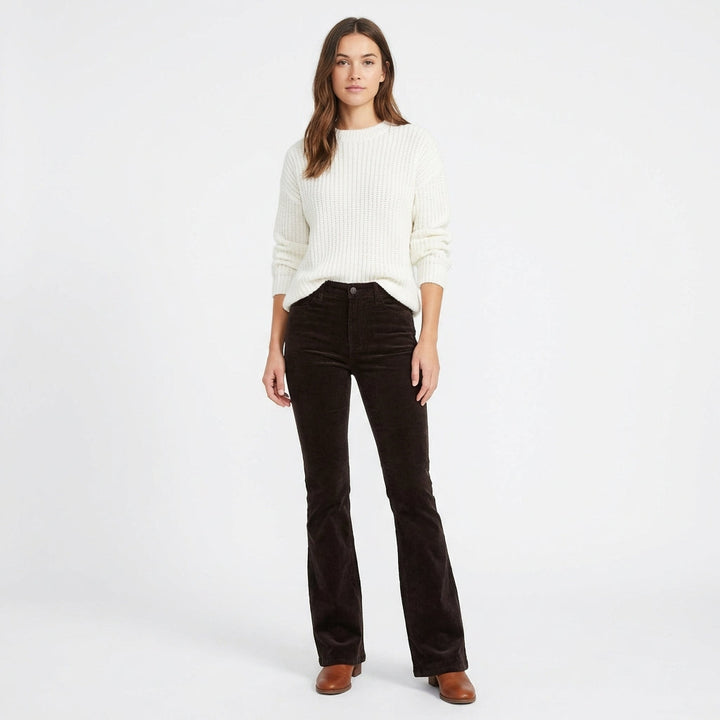 Valeria | Pantalón Mujer Con Pernera Acampanada Y Talle Alto | Retro