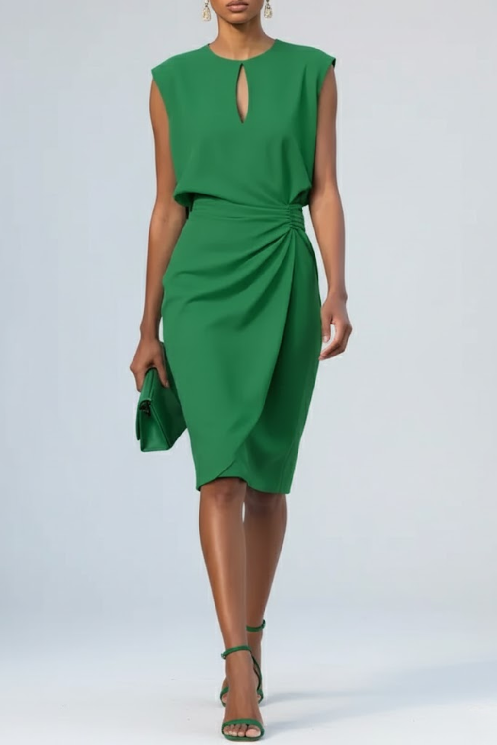 Martine | Robe midi à col drapé