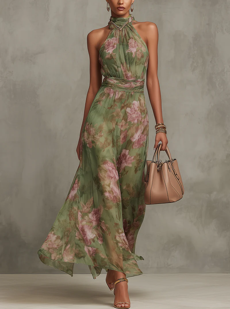 Serena | Robe longue fleurie en mousseline