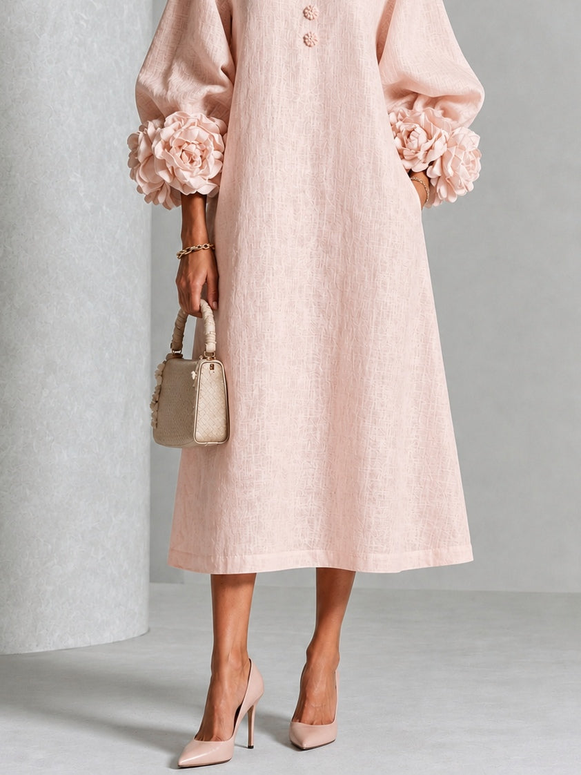 Odette | Floral Cuff Midi Dress