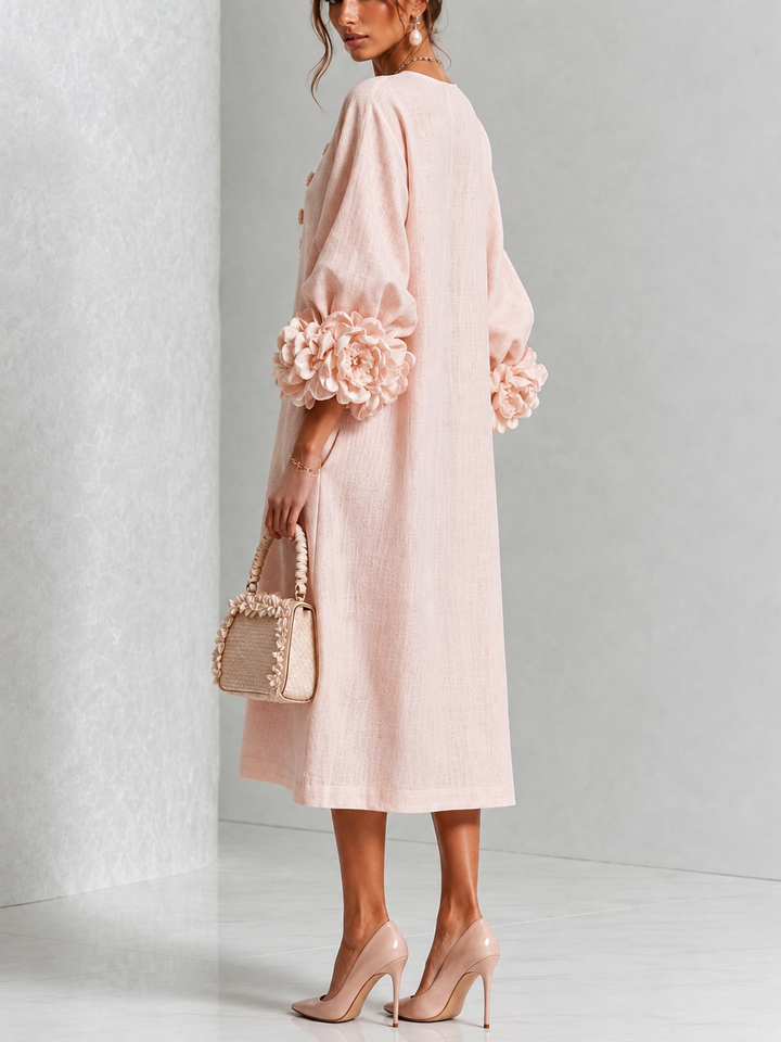 Odette | Floral Cuff Midi Dress