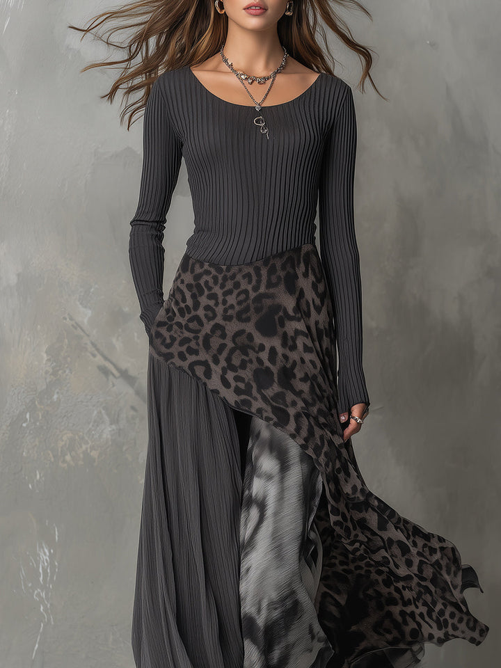 Martine | Robe longue bohème léopard