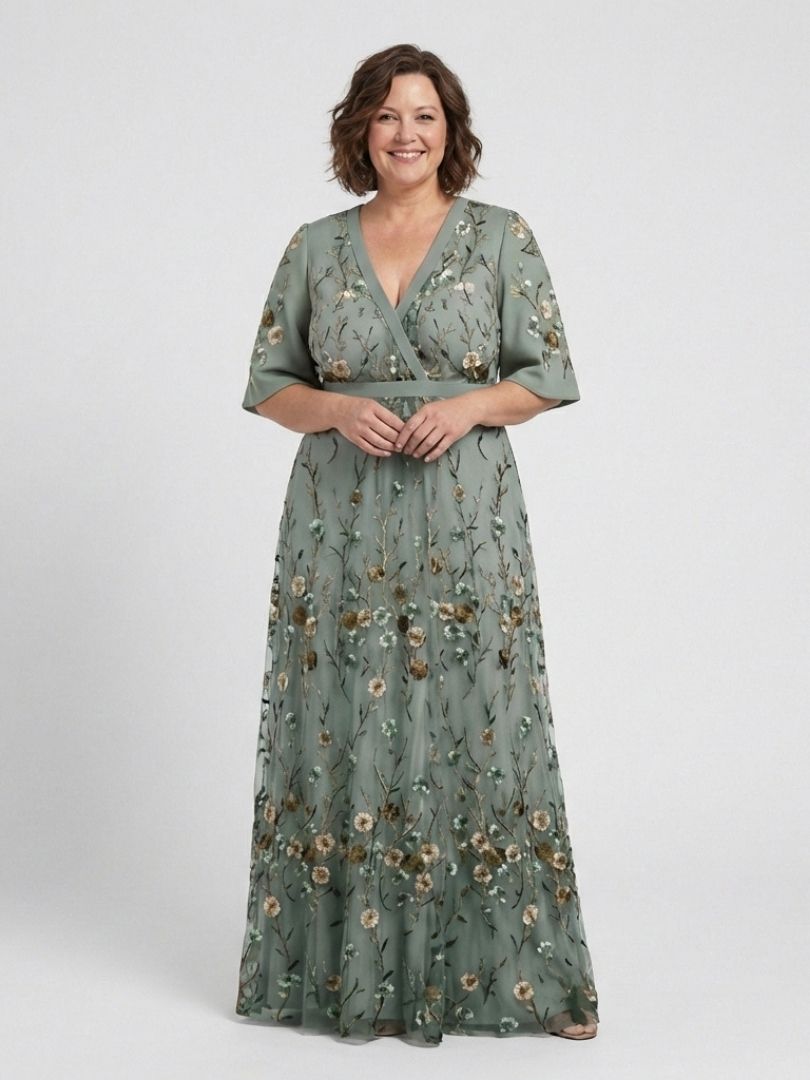 Teresa | Vestido Maxi Bordado con Escote en V