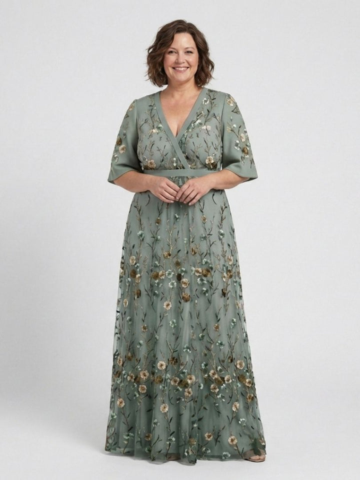 Teresa | Vestido Maxi Bordado con Escote en V