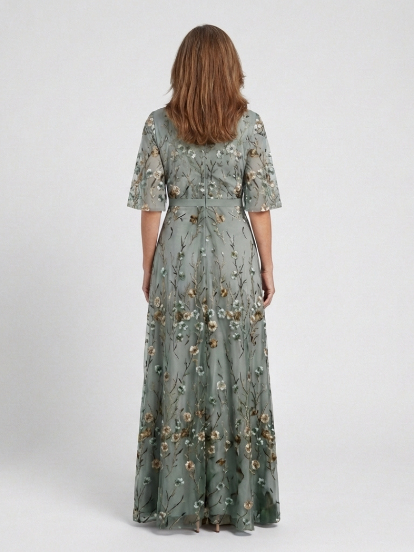 Teresa | Vestido Maxi Bordado con Escote en V