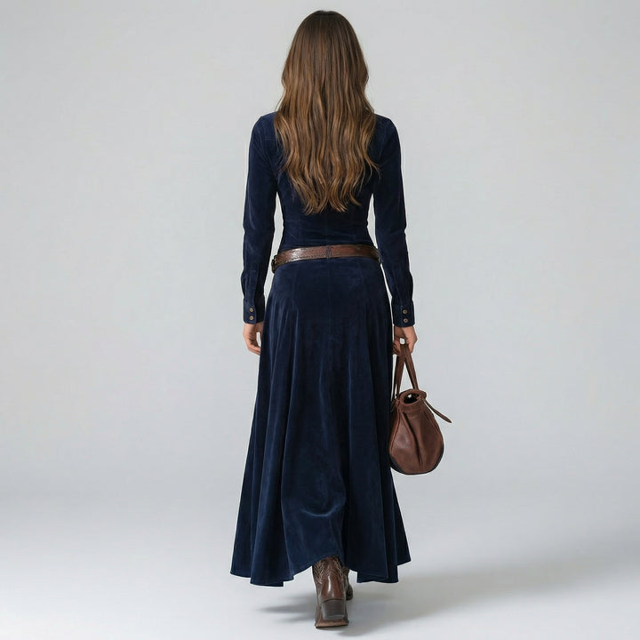 Diana | Long suede dress with buttons