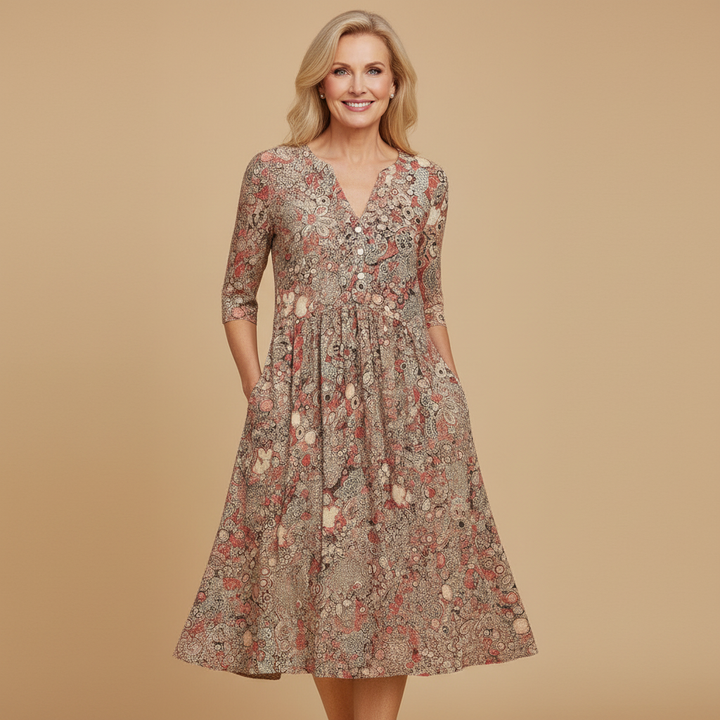 Rosa | Elegante vestido midi con escote en V