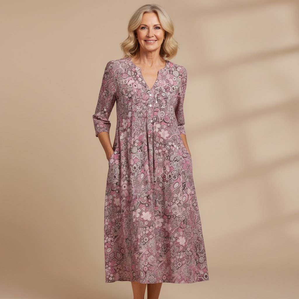 Rosa | Elegante vestido midi con escote en V