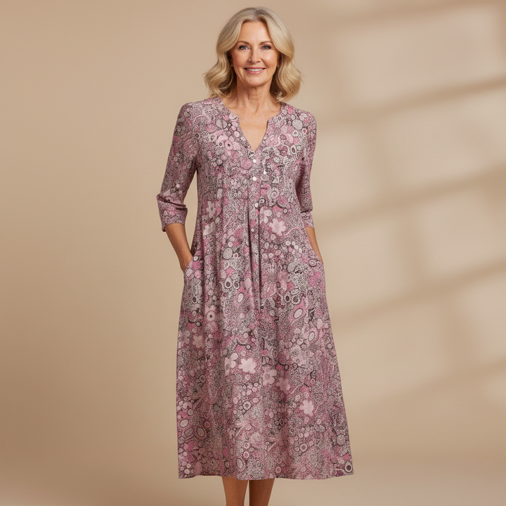 Rosa | Elegante vestido midi con escote en V