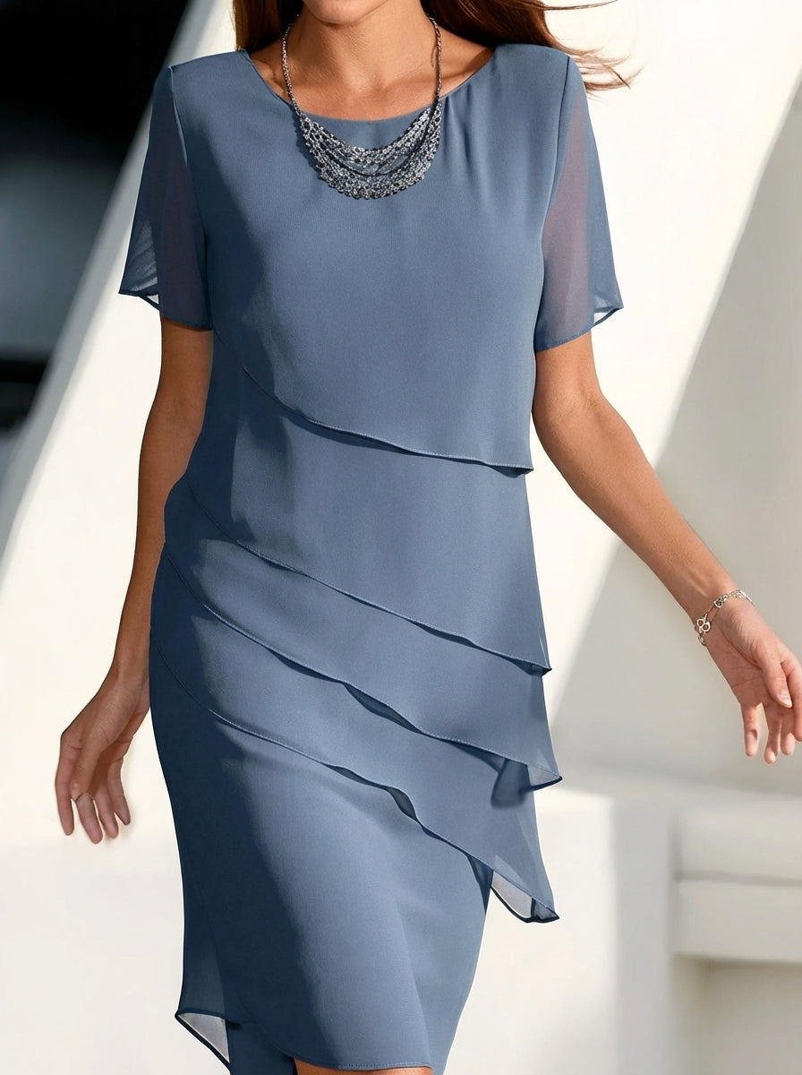 Paula | Vestido Midi Lujoso con Capas
