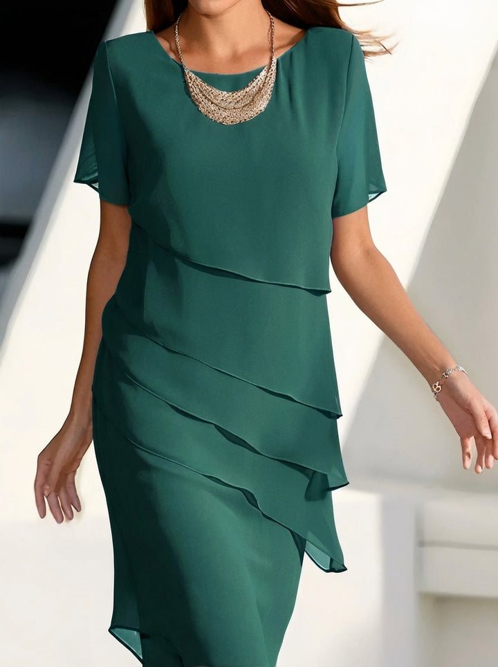 Paula | Vestido Midi Lujoso con Capas