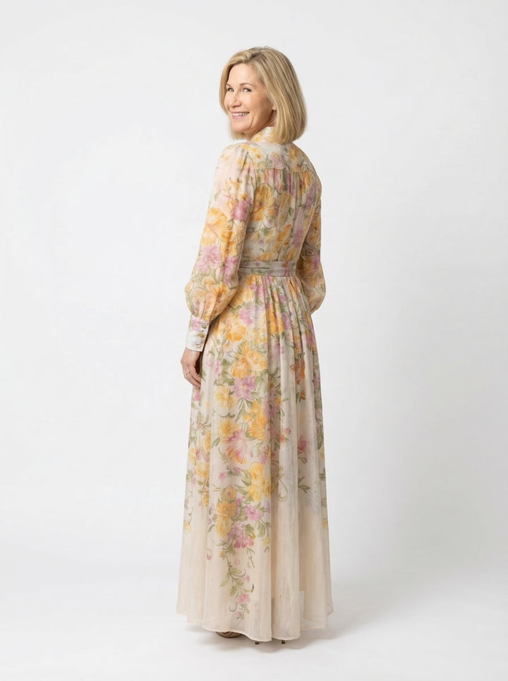 Andrea | Vestido Maxi Floral con Vuelo