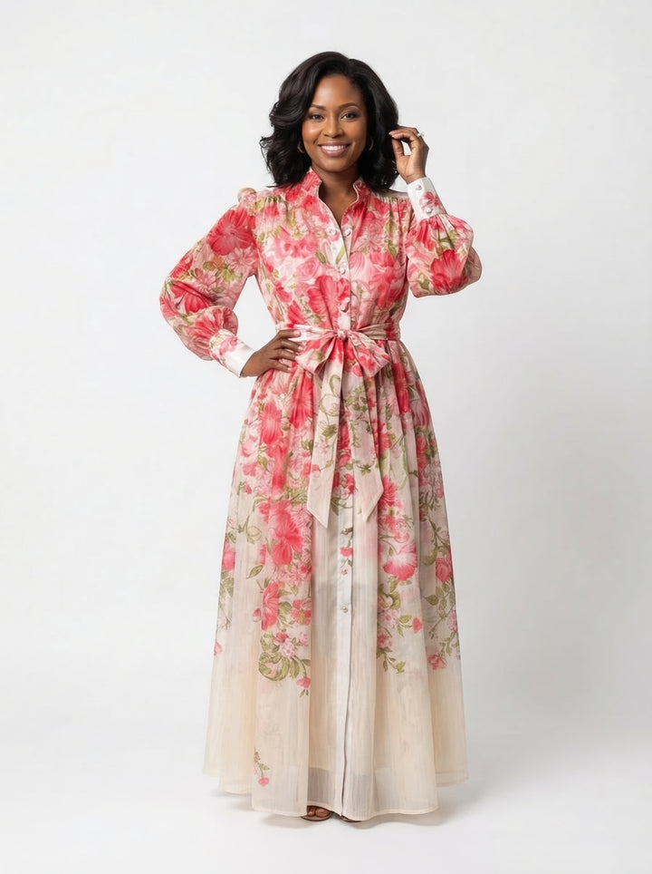 Andrea | Vestido Maxi Floral con Vuelo