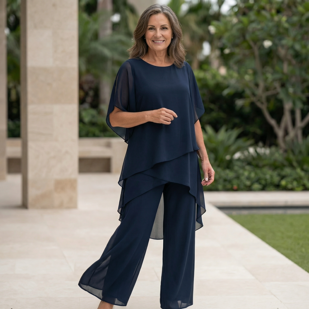 Emilia | Top Drapado con Pantalones Palazzo