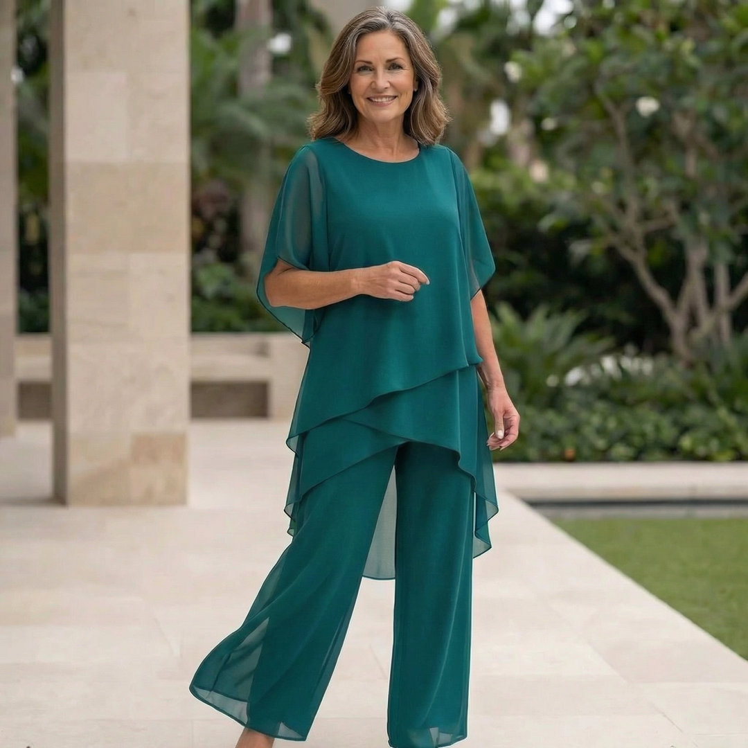 Emilia | Top Drapado con Pantalones Palazzo