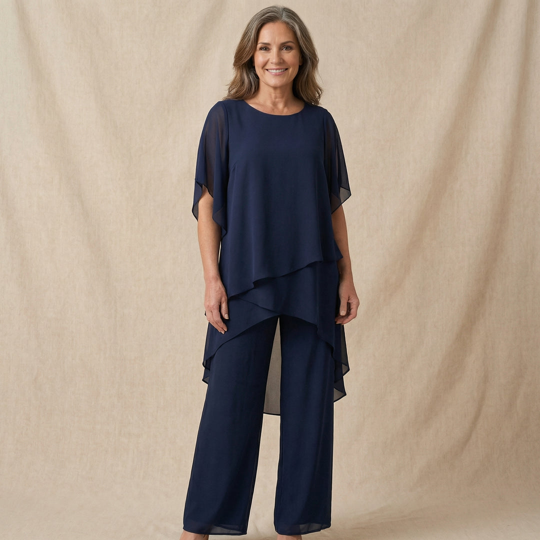 Emilia | Top Drapado con Pantalones Palazzo