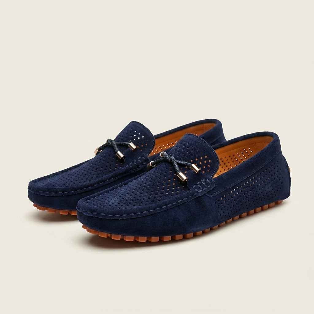 Jonny | Perforated Suede Loafer