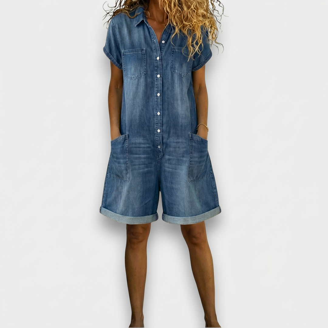 Jeanne | Combishort vintage effet denim