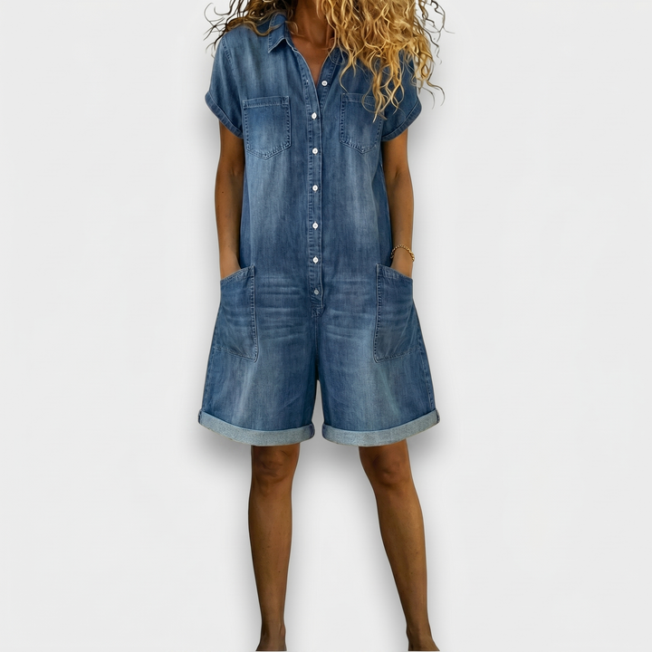 Jeanne | Combishort vintage effet denim