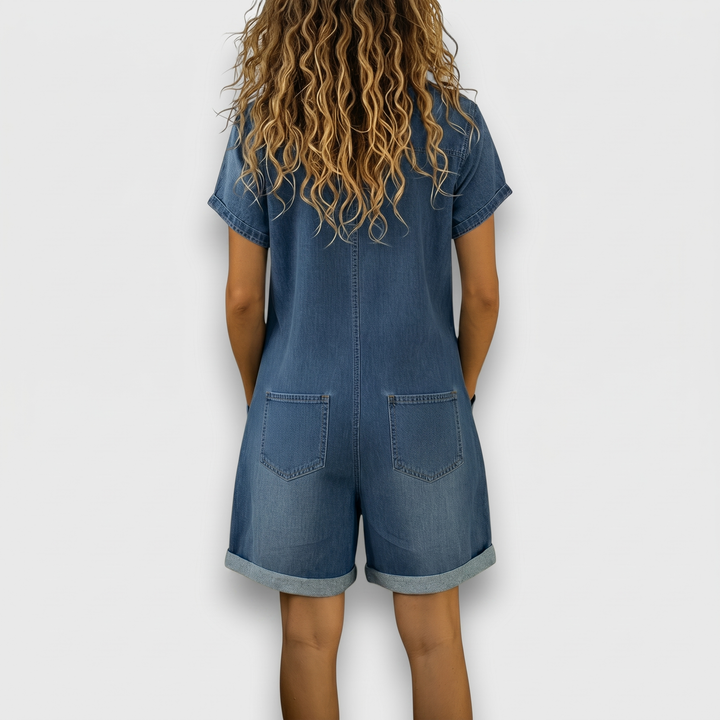 Jeanne | Combishort vintage effet denim
