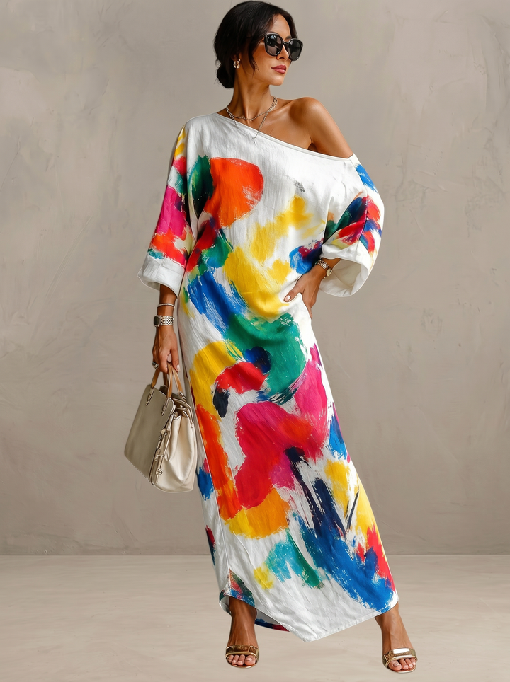 Carole | Robe maxi artistique à une épaule