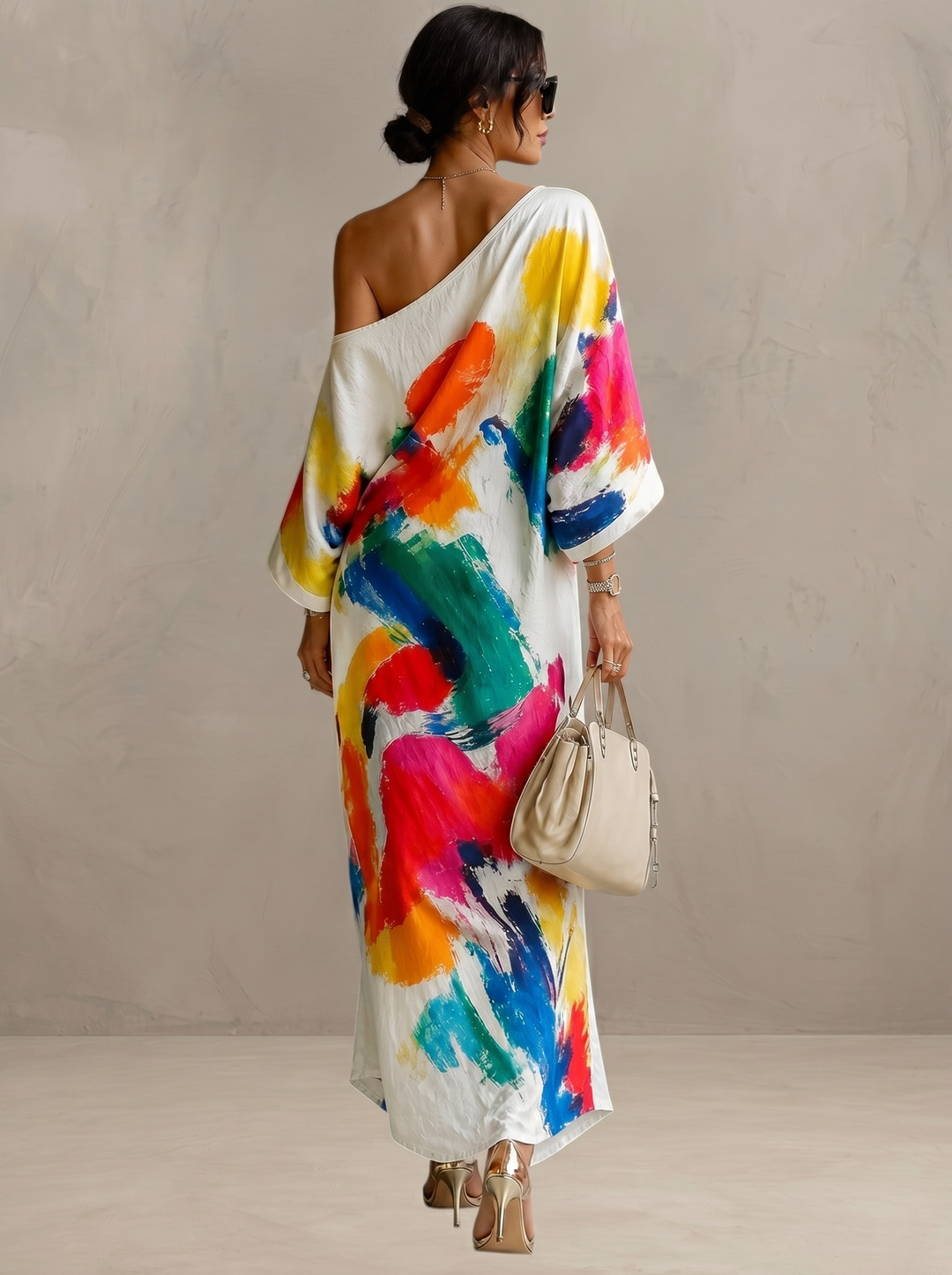 Carole | Robe maxi artistique à une épaule