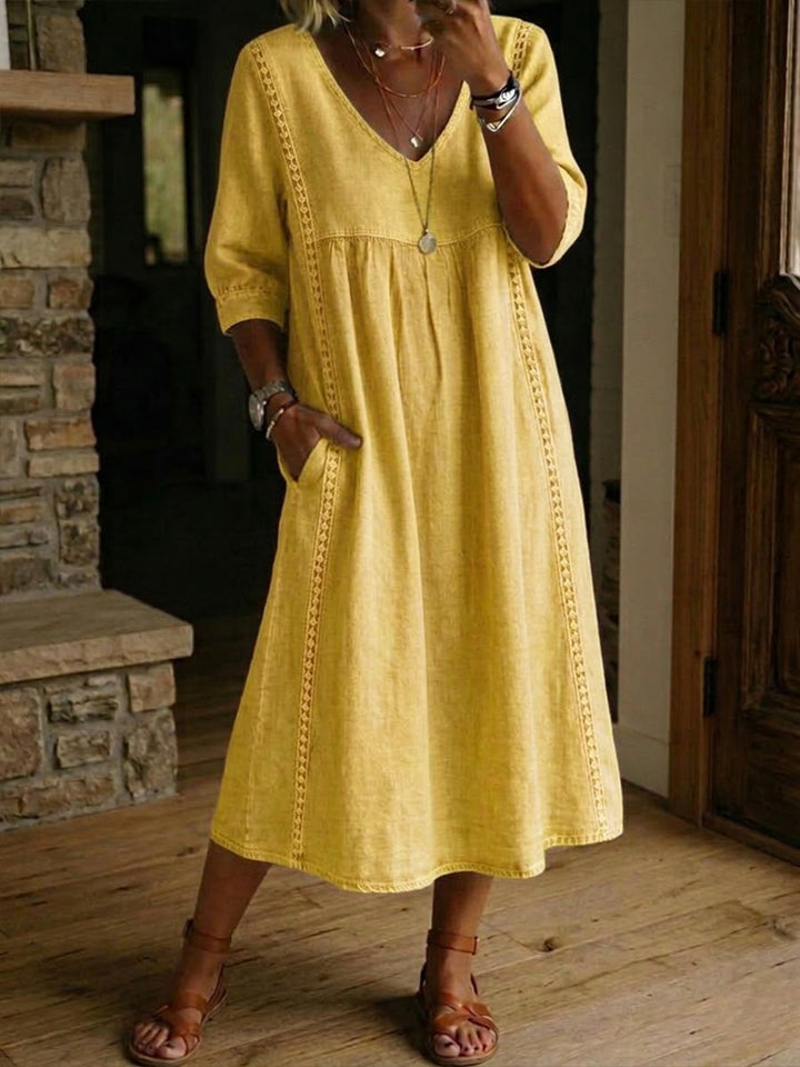 Antonia 3/4 Sleeve A Line Maxi Dress