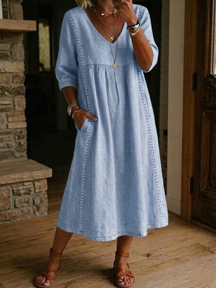 Antonia 3/4 Sleeve A Line Maxi Dress