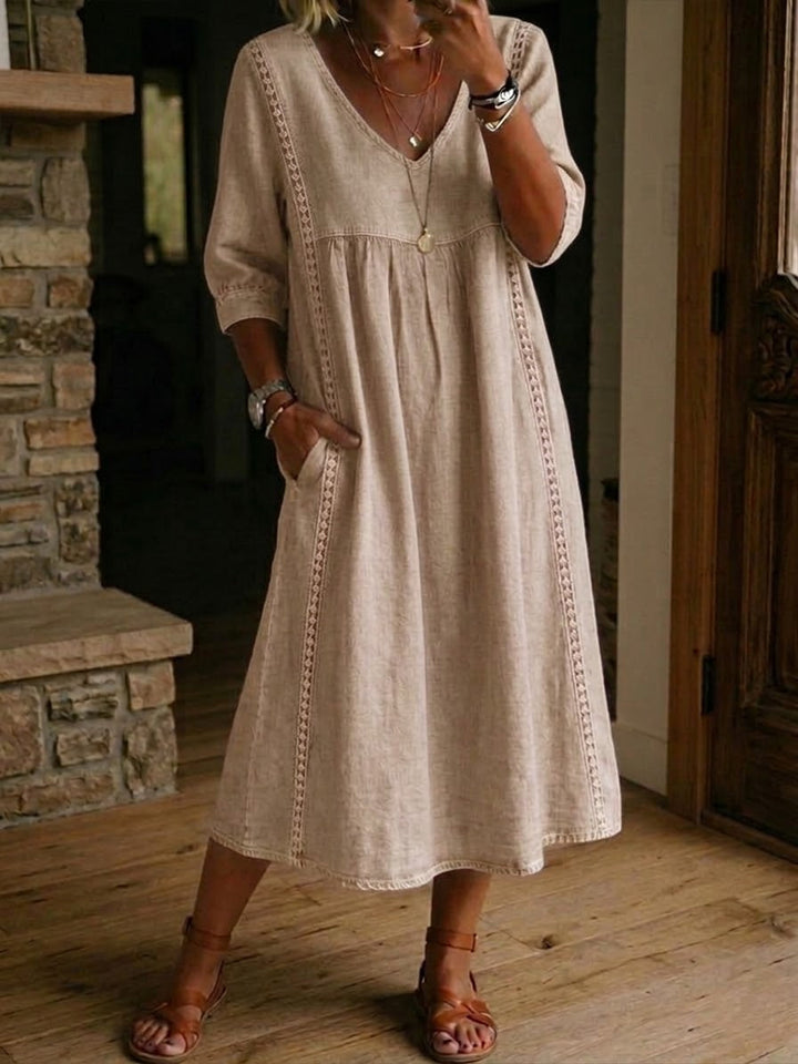 Antonia 3/4 Sleeve A Line Maxi Dress