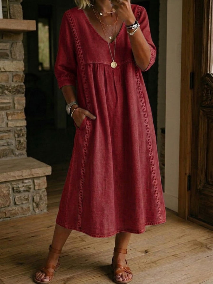 Antonia 3/4 Sleeve A Line Maxi Dress