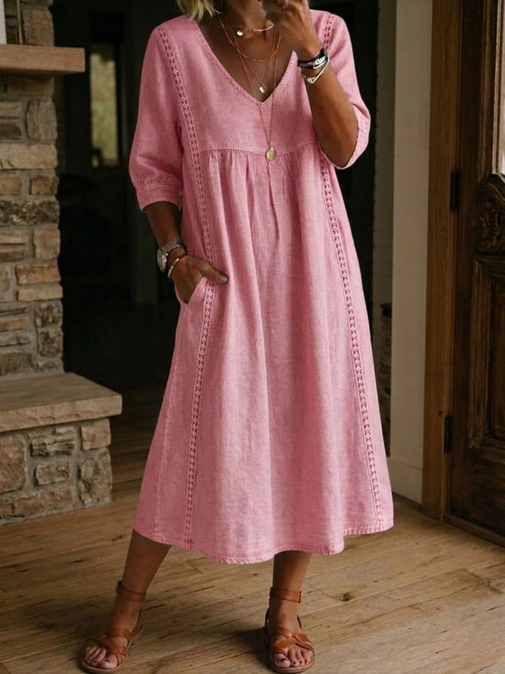 Antonia 3/4 Sleeve A Line Maxi Dress