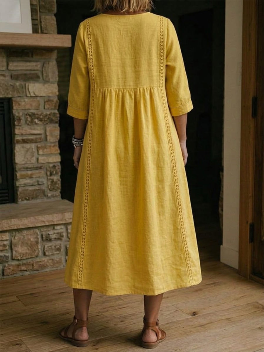 Antonia 3/4 Sleeve A Line Maxi Dress