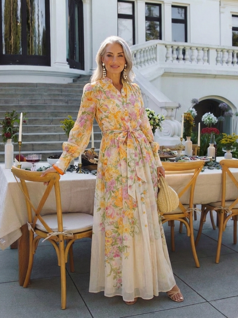 Andrea | Vestido Maxi Floral con Vuelo