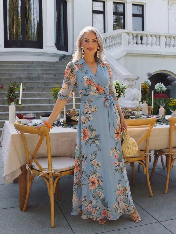 Élodie | Robe maxi florale croisée