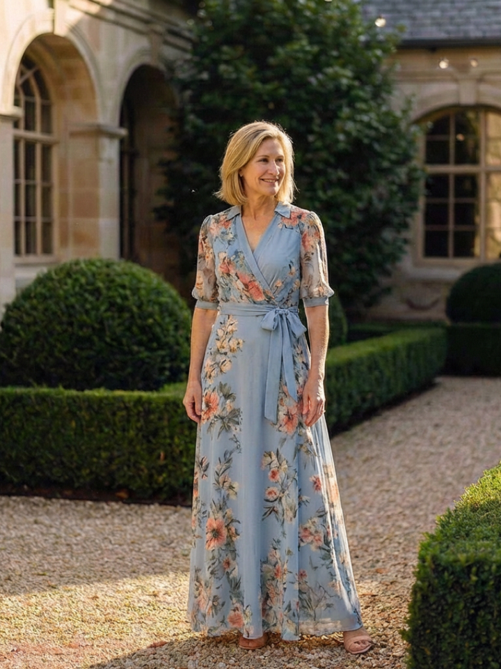 Élodie | Robe maxi florale croisée