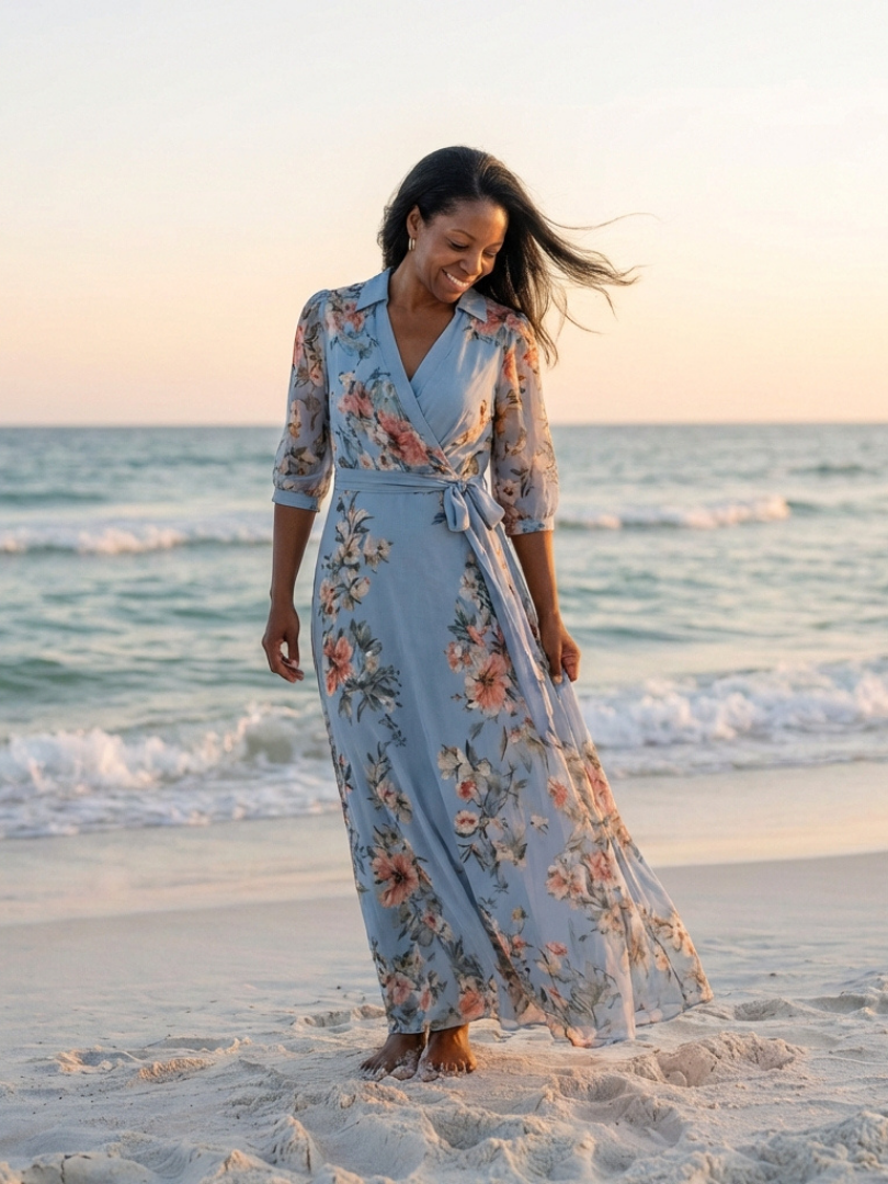 Élodie | Robe maxi florale croisée